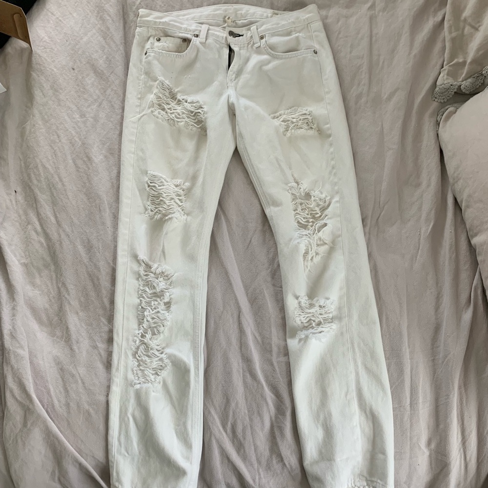 Rag and Bone distressed white jeans